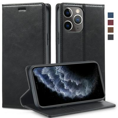 For iPhone 11 Pro Max Magnetic Closure Anti-Theft Brush Protection PU Leather Phone Case 