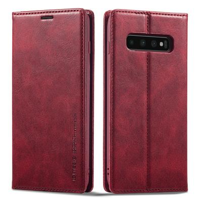 For Samsung Galaxy S10 Plus Magnetic Closure Anti-Theft Brush Protection PU Leather Phone Case 
