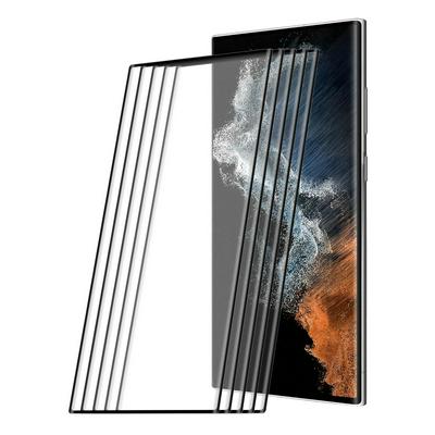 5PCS ENKAY Hat-Prince For Samsung Galaxy S22 Ultra 5G Full Glue Open Hole Unlock Version 0.26mm 9H 3D Hot Bend Curved Surface Full Screen Covered Tempered Glass Protective Film