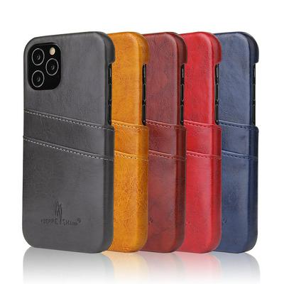 Oil Wax Pattern Retro Business Shockproof PU Leather Back Cover Protective Case with Card Slots for iPhone 12 Pro Max(6.7)