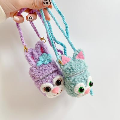 3D Cartoon Pattern with Strap Plush Protective Bluetooth Earphone Charging Case Cover Skin for Apple Airpods 1 / 2