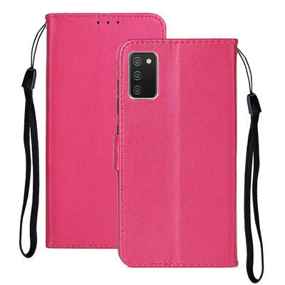 For Samsung Galaxy A02s U.S. Edition Solid Color Magnetic Buckle Flip Leather Case with Card Slot&Wristband 