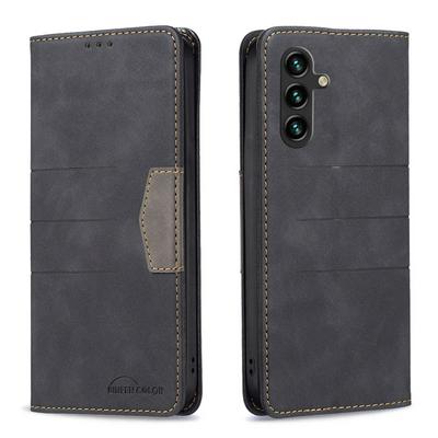 For Samsung A14 5G Stitching Color Magnetic Attraction PU Leather Wallet Phone Case with Stand &Card Slots 