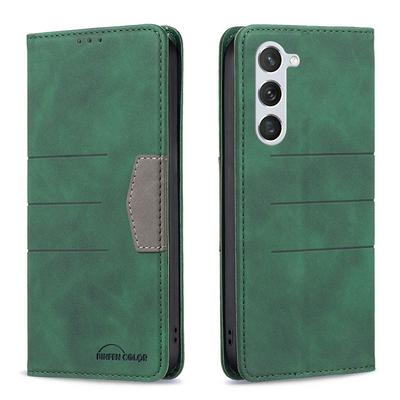 For Samsung S23 Stitching Color Magnetic Attraction PU Leather Wallet Phone Case with Stand &Card Slots 