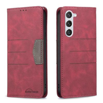 For Samsung S23 Plus Stitching Color Magnetic Attraction PU Leather Wallet Phone Case with Stand &Card Slots 