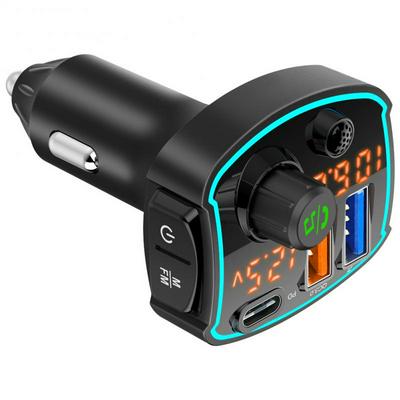 BC69 Car Bluetooth 5.0FM Compatible MP3 Phone Hands-free PD Fast Charge FM Transmitter QC3.0 Display Voice Assistant Car Charger