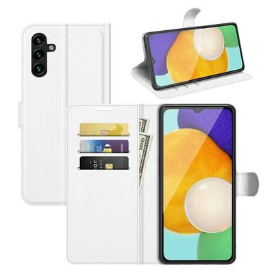 For Samsung Galaxy A04S  Lychee Pattern Folio Flip Leather Case with Stand and Card Slots Function