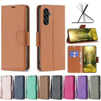 For Samsung Galaxy A14 5G Solid Color Lychee Pattern Flip Leather Case with Card Slots & Stand Function