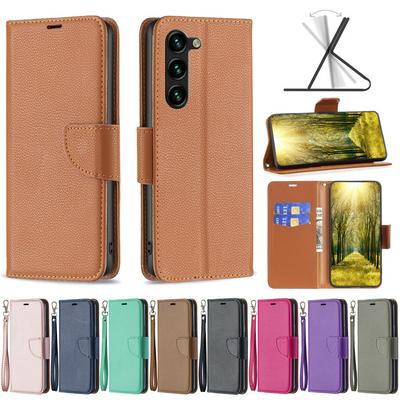 For Samsung Galaxy S23 Solid Color Lychee Pattern Flip Leather Case with Card Slots & Stand Function