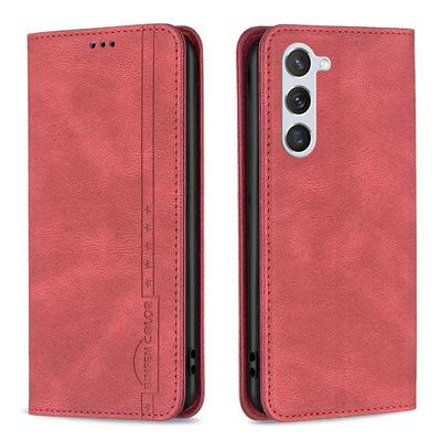 For Samsung Galaxy S23 Plus Magnetic Closure Anti-Theft Brush Protection PU Leather Phone Case