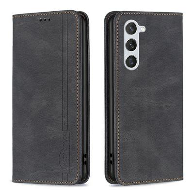For Samsung Galaxy S23 Magnetic Closure Anti-Theft Brush Protection PU Leather Phone Case