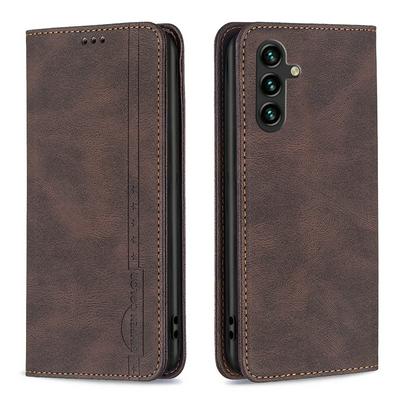 For Samsung Galaxy A14 5G Magnetic Closure Anti-Theft Brush Protection PU Leather Phone Case