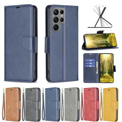For Samsung Galaxy S23 Ultra Solid Color Sheep Pattern Scratch Resistant Wallet Leather Case
