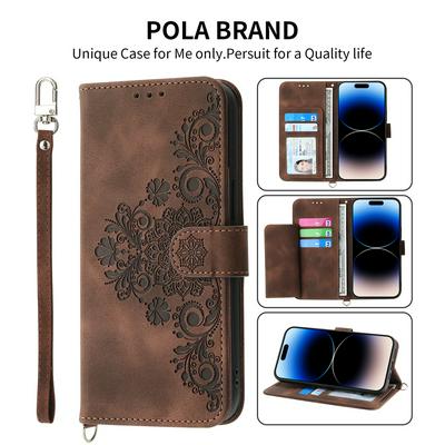 For iPhone 14 Plus Embossed Skin Feel Scratch Resistant PU Leather Wallet Phone Case