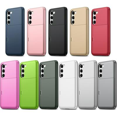 For Samsung Galaxy S23 Card Slot Sliding Cover Two-in-one Anti-fall PC+TPU Protective Case