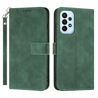 For Samsung Galaxy A23 Square Buckle Calf Pattern Folio Flip Leather Case with Stand and Card Slots Function