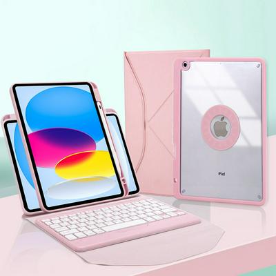 Z10B For iPad 10 generation 10.9 2022 pen slot triangle rear support transparent shell Bluetooth keyboard leather case