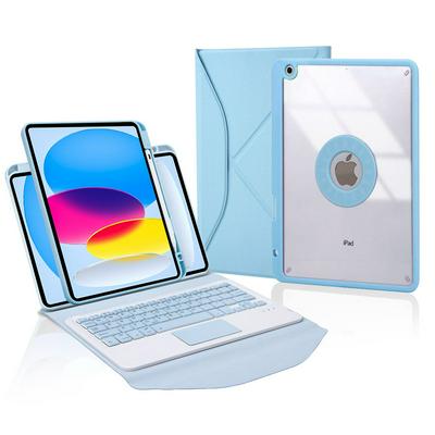 Z10B-A For ipad Generation 10 10.9 2022 pen slot triangle rear support transparent shell with touch split Bluetooth keyboard leather case