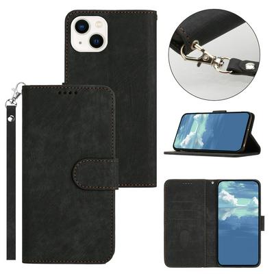 For iPhone 14 plus Skin Feel Magnetic Clasp Leather Case with Card Slot & Stand Function