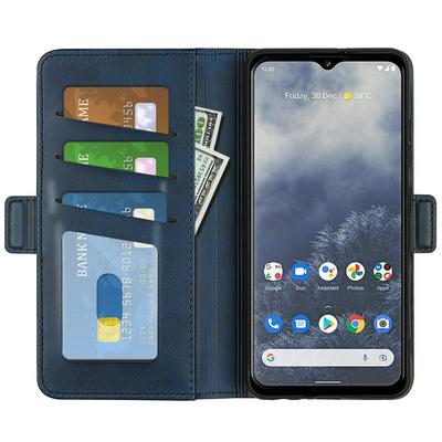 For Nokia G60 Double Buckle Wallet Style Folio Flip Leather Case with Stand and Card Slots Function