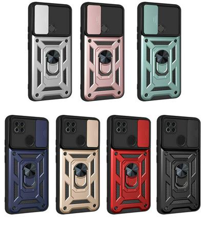 Xiaomi Redmi 9C Ring Holder Kickstand Camera Slide Cover Design PC + TPU Phone Back Cover Case