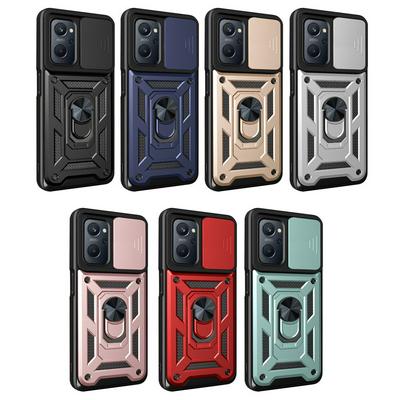 Oppo A17 Ring Holder Kickstand Camera Slide Cover Design PC + TPU Phone Back Cover Case