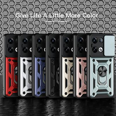 Oppo Reno 8 Pro Ring Holder Kickstand Camera Slide Cover Design PC + TPU Phone Back Cover Case