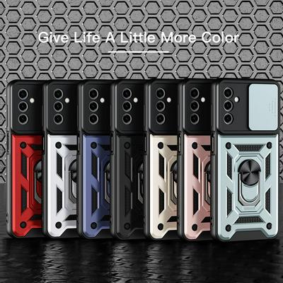 Samsung Galaxy M13/M23 5G/F23 5G Ring Holder Kickstand Camera Slide Cover Design PC + TPU Phone Back Cover Case