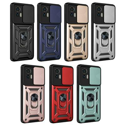 Motorola Edge 30 Neo Ring Holder Kickstand Camera Slide Cover Design PC + TPU Phone Back Cover Case