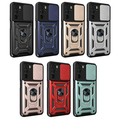 Motorola Edge 30 Ring Holder Kickstand Camera Slide Cover Design PC + TPU Phone Back Cover Case