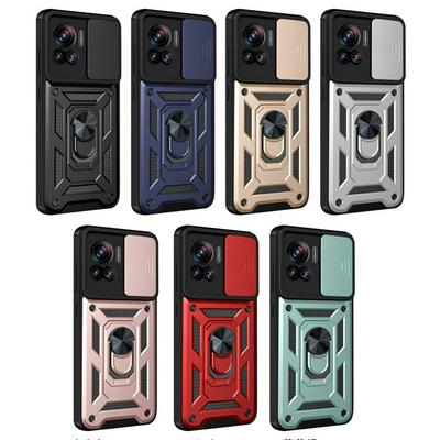 Motorola Edge 30 Ultra Ring Holder Kickstand Camera Slide Cover Design PC + TPU Phone Back Cover Case