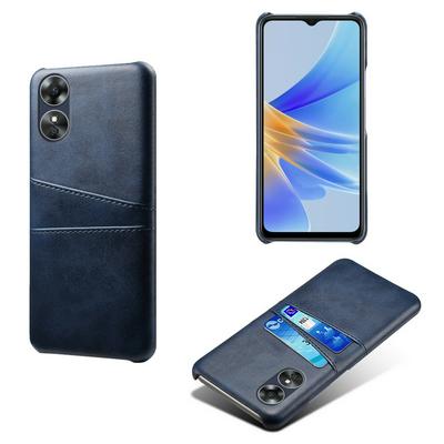 For OPPO A17 Extra Thinness Premium Cowhide Leather Vintage Shockproof Hard PC Back Cover Case