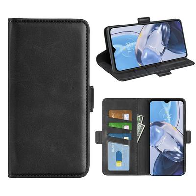 For Motorola  E22/E22i Double Buckle Wallet Style Folio Flip Leather Case with Stand and Card Slots Function