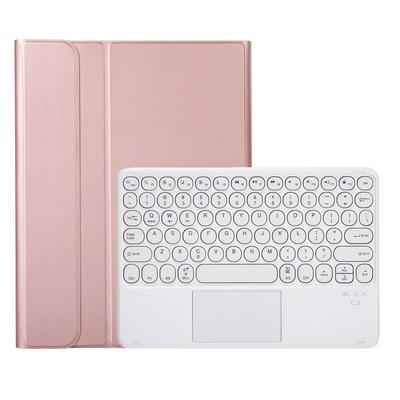 YA10B-A for iPad 10.9 (2022) Leather + TPU Tablet Stylus Holder Protective Cover with Round Keys Design Touchpad Bluetooth Keyboard