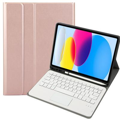 A10B-A for iPad 10.9 (2022) Pen Slot Design Leather + TPU Tablet Protective Stand Cover with Touchpad Bluetooth Keyboard