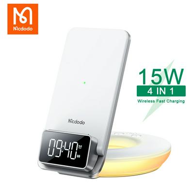 Mcdodo CH-1610 4 in 1 Wireless Charger Pad LED Light Bedside Lamp Alarm Clock Desktop Lamp 15W Fast Charging For iPhone 14 HUAWEI XIAOMI