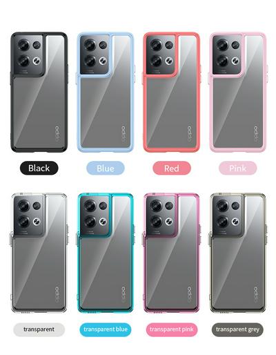 For Oppo Reno 8 Pro 5G TPU + Acrylic Back Cover Anti-fall Clear Phone Case with Independent PC Buttons 