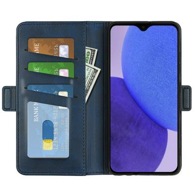 For Redmi A1 plus Double Buckle Wallet Style Folio Flip Leather Case with Stand and Card Slots Function