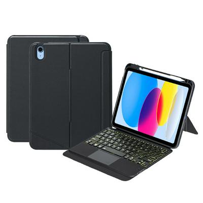 T10-AS For ipad 10/10.9 2022 upper pen slot touch backlight detachable Bluetooth keyboard leather case
