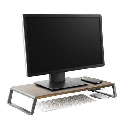 ID-20U Ergonomic Monitor Riser Metal Computer Stand Riser Anti-slip Laptop Holder with USB Ports for Desktop Organization