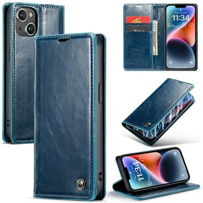 For iPhone 14 Crazy Horse Pattern Shockproof PU Leather Phone Case