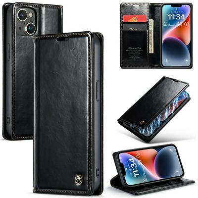 For iPhone 14 Plus Crazy Horse Pattern Shockproof PU Leather Phone Case