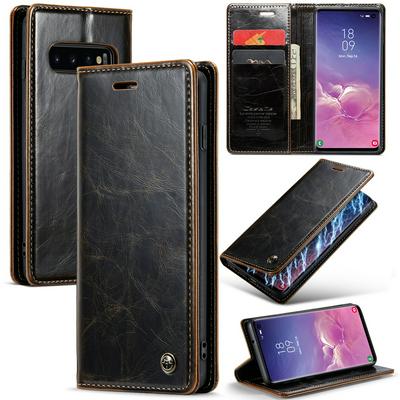 For Samsung Galaxy S10 Plus Crazy Horse Pattern Shockproof PU Leather Phone Case