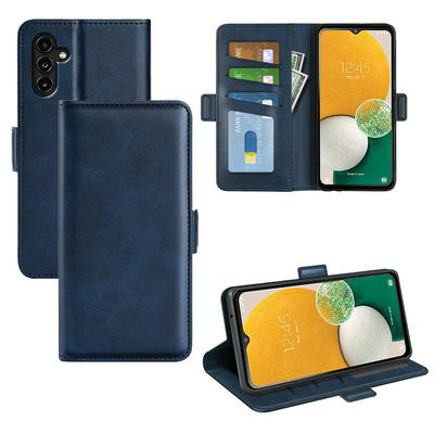 For Samsung Galaxy A14 5G Double Buckle Wallet Style Folio Flip Leather Case with Stand and Card Slots Function