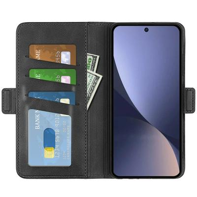 For Xiaomi 13 Double Buckle Wallet Style Folio Flip Leather Case with Stand and Card Slots Function