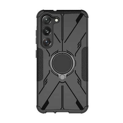 For Samsung Galaxy S23 plus Mecha Bear TPU+PC+Metal Phone Case with Ring Holder