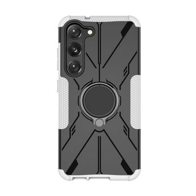 For Samsung Galaxy S23 Mecha Bear TPU+PC+Metal Phone Case with Ring Holder