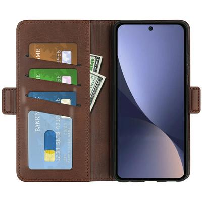For Xiaomi 13 Pro Double Buckle Wallet Style Folio Flip Leather Case with Stand and Card Slots Function