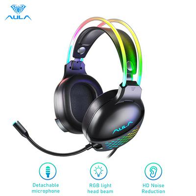 AULA S503 Gaming Headset RGB Head Beam Cool Lighting Effect Microphone HD Calling Lightweight Design for PC Laptops