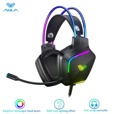 AULA S502 Gaming Headset RGB Head Beam Cool Lighting Effect Microphone HD Calling Lightweight Design for PC Laptops